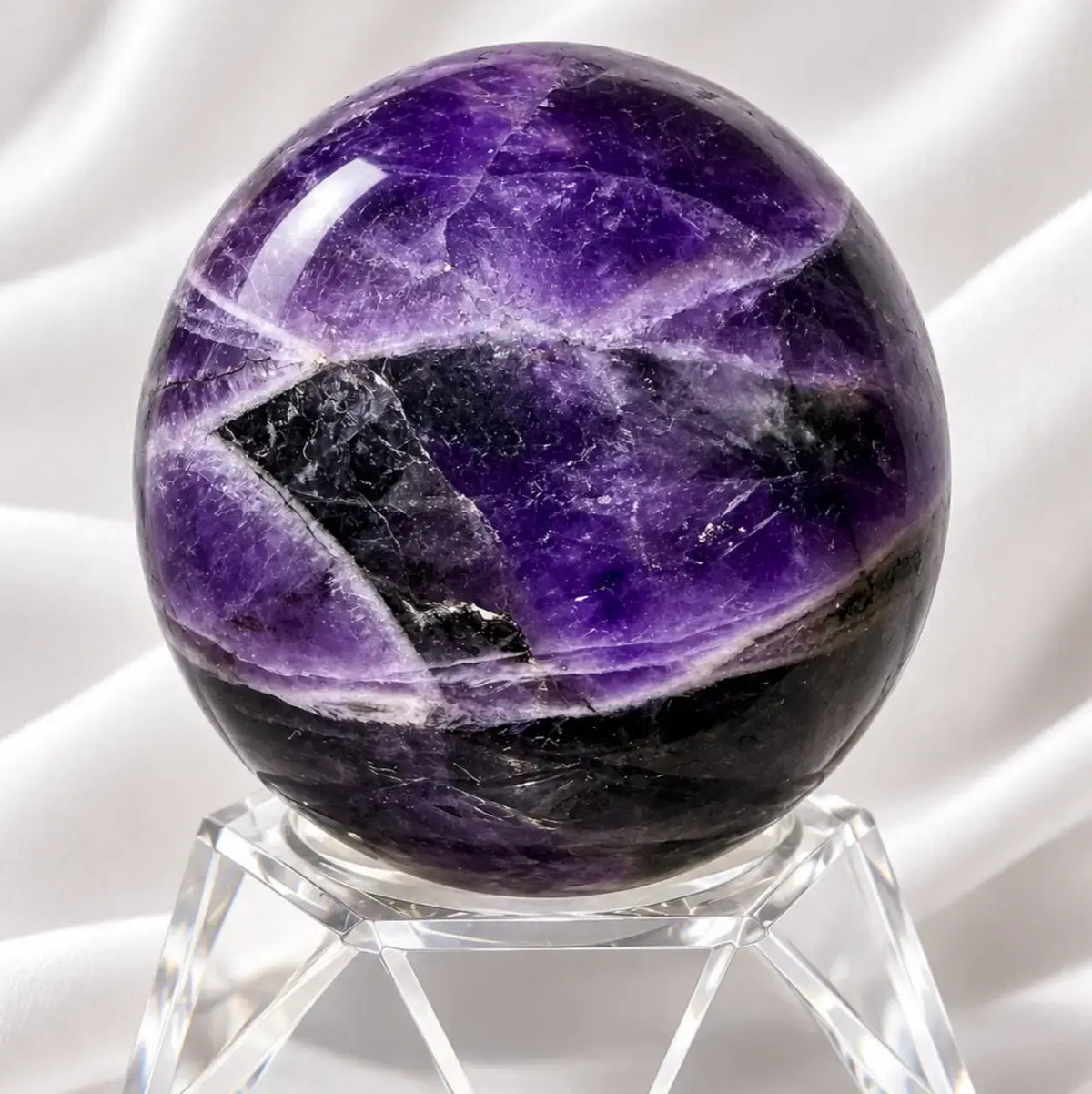 Amethyst Sphere with Druzy Pockets | Calm & Focus | 1.60 in D