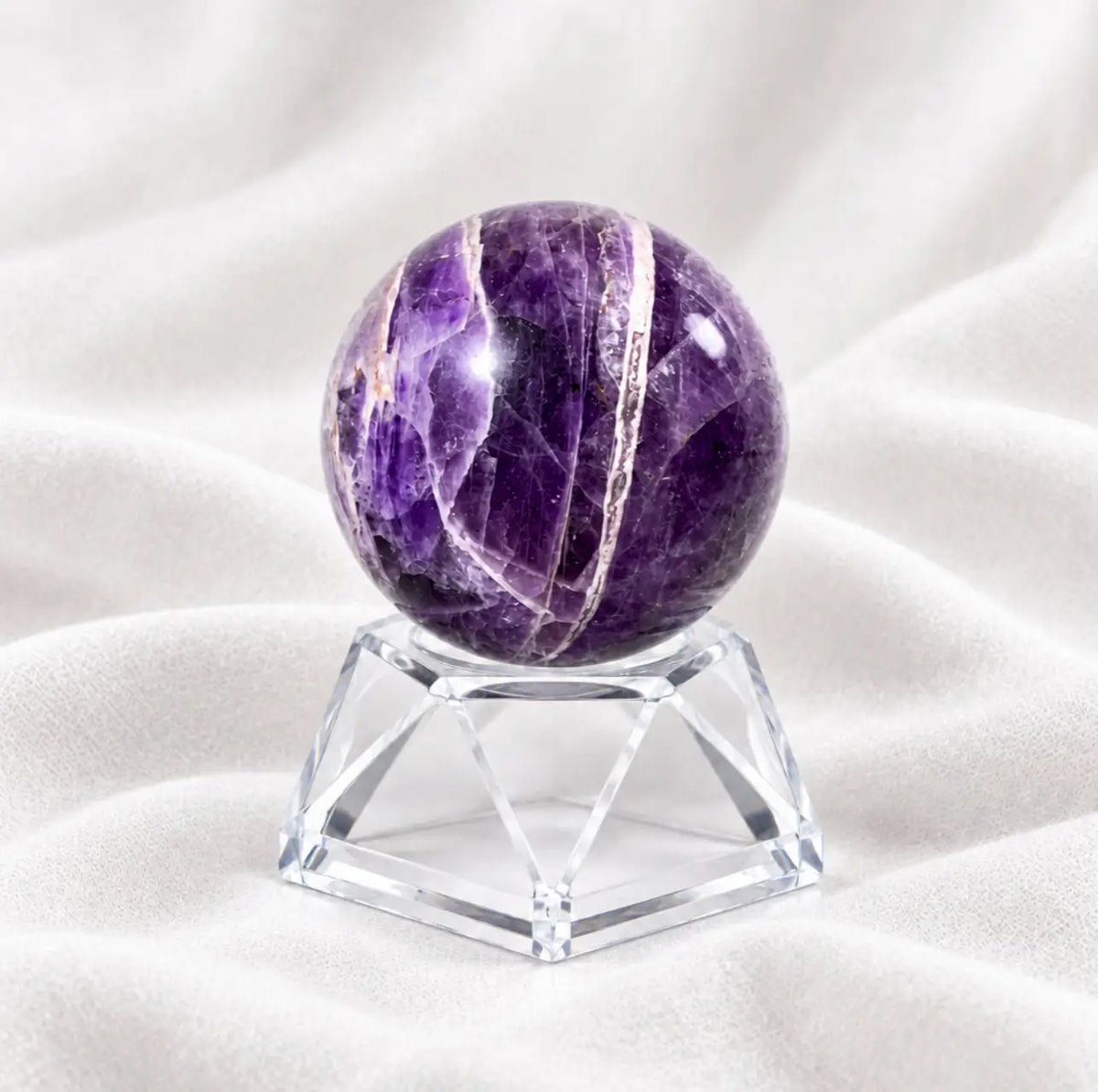 Amethyst Sphere with Druzy Pockets | Calm & Focus | 1.60 in D