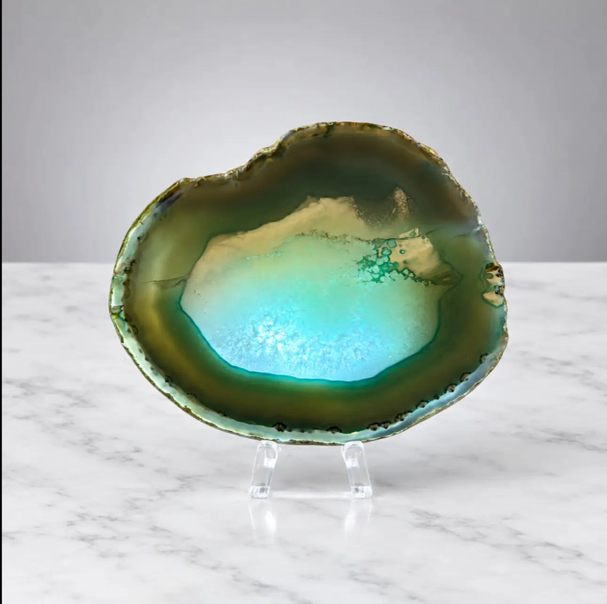 Green Aventurine Mermaid Carving  w/ Agate Slab | Abundance Heart Chakra | 4-piece set 22.22 oz