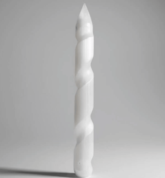 Selenite Spiral Wand | Aura and Crown Chakra Cleansing | 7.2 x 1.6 in, 2.6 oz