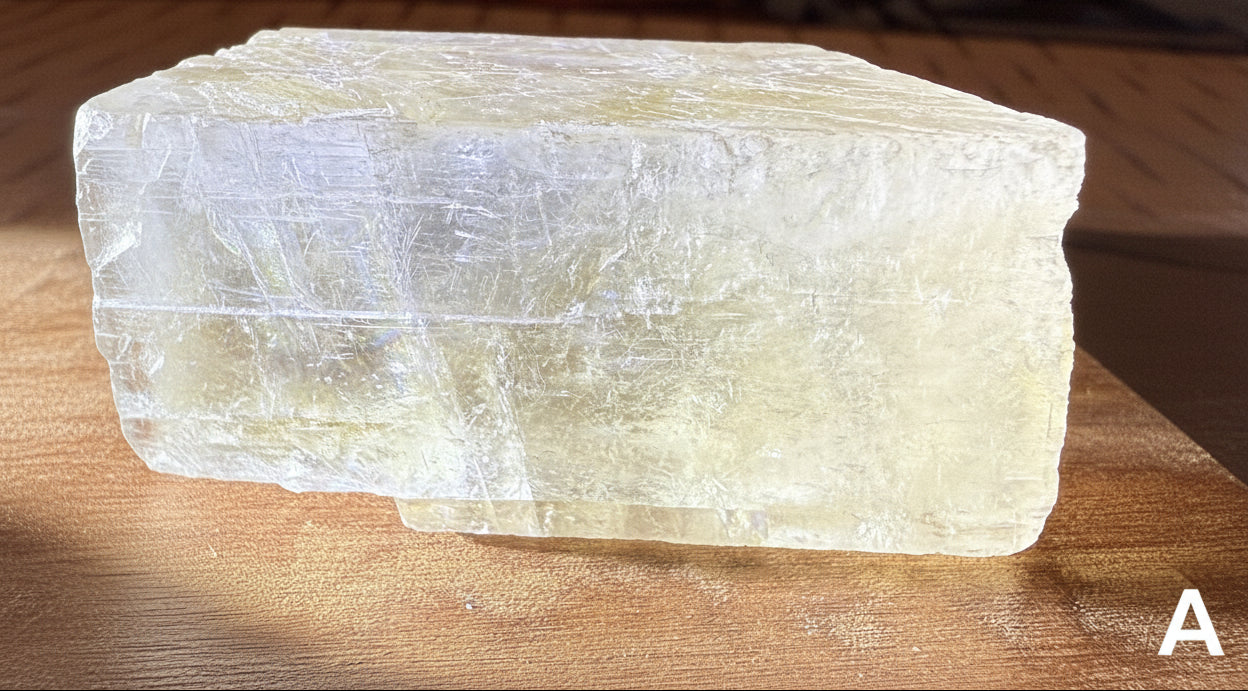 Close up with back light White Calcite Specimen A 