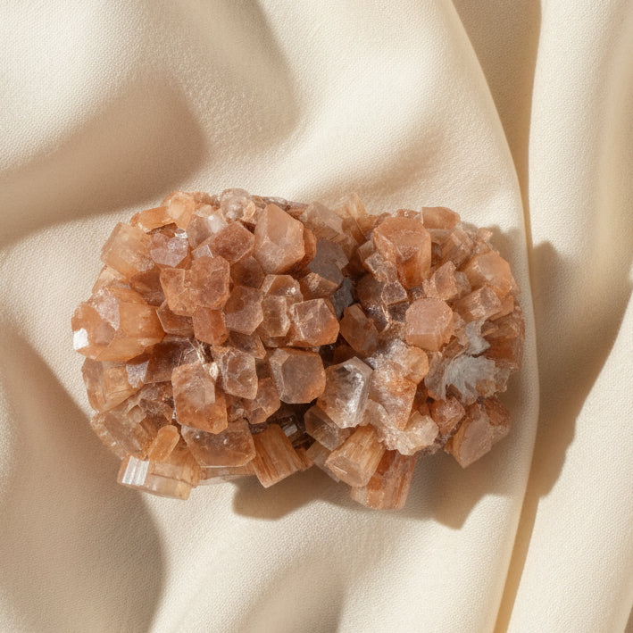 nice close up photo aragonite specimen dark orange hues