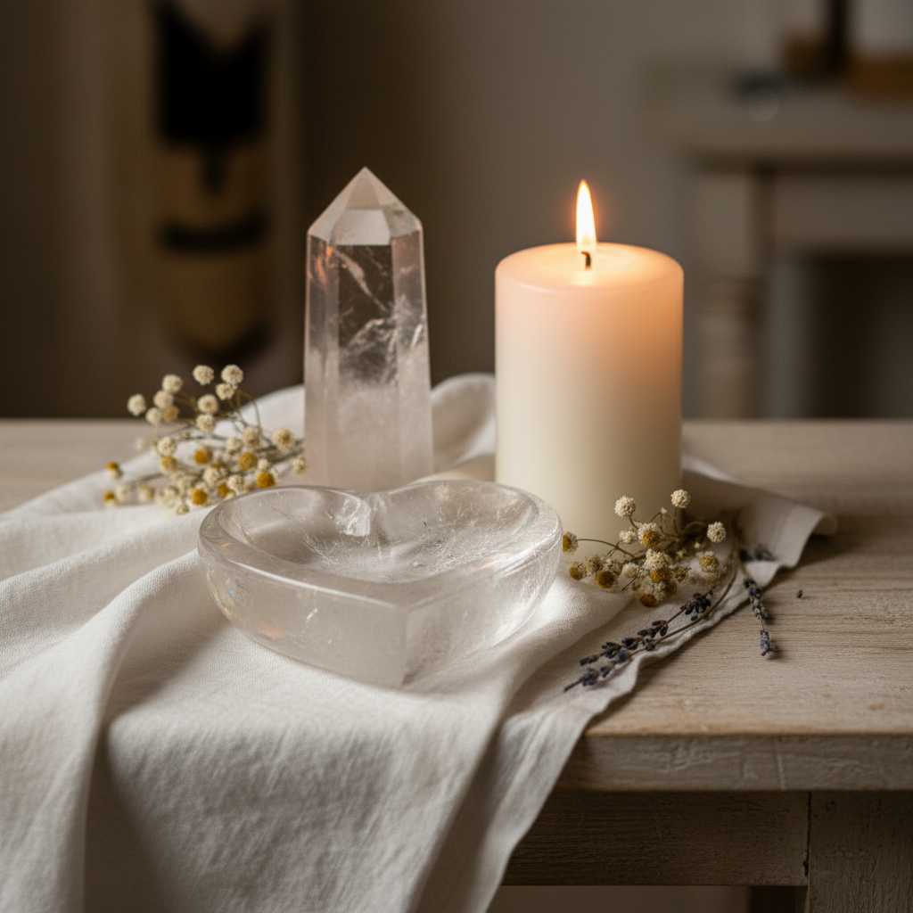 Clear Quartz Heart Bowl - Altar Lifestyle