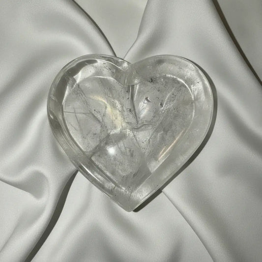 Clear Quartz Heart Bowl - Fabric Flat Lay