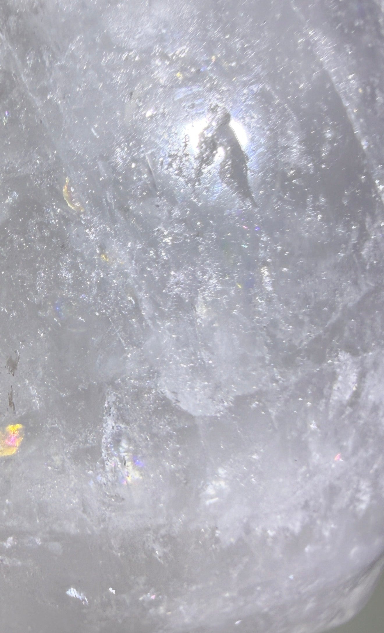 close up clear quartz carved skull 
