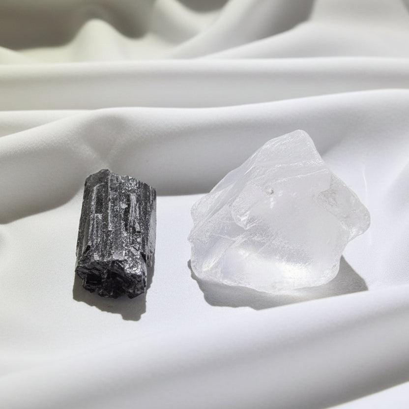 Black Tourmaline Specimen, Clear Quartz Raw Specimen 