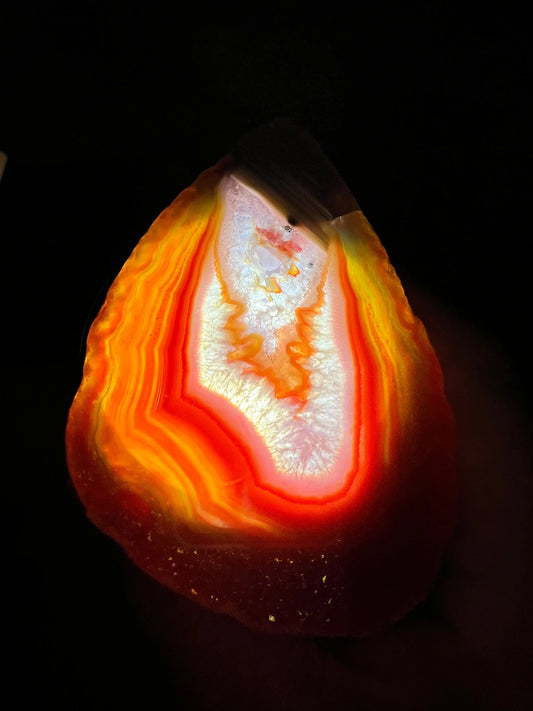 Carnelian Agate polished slab side view