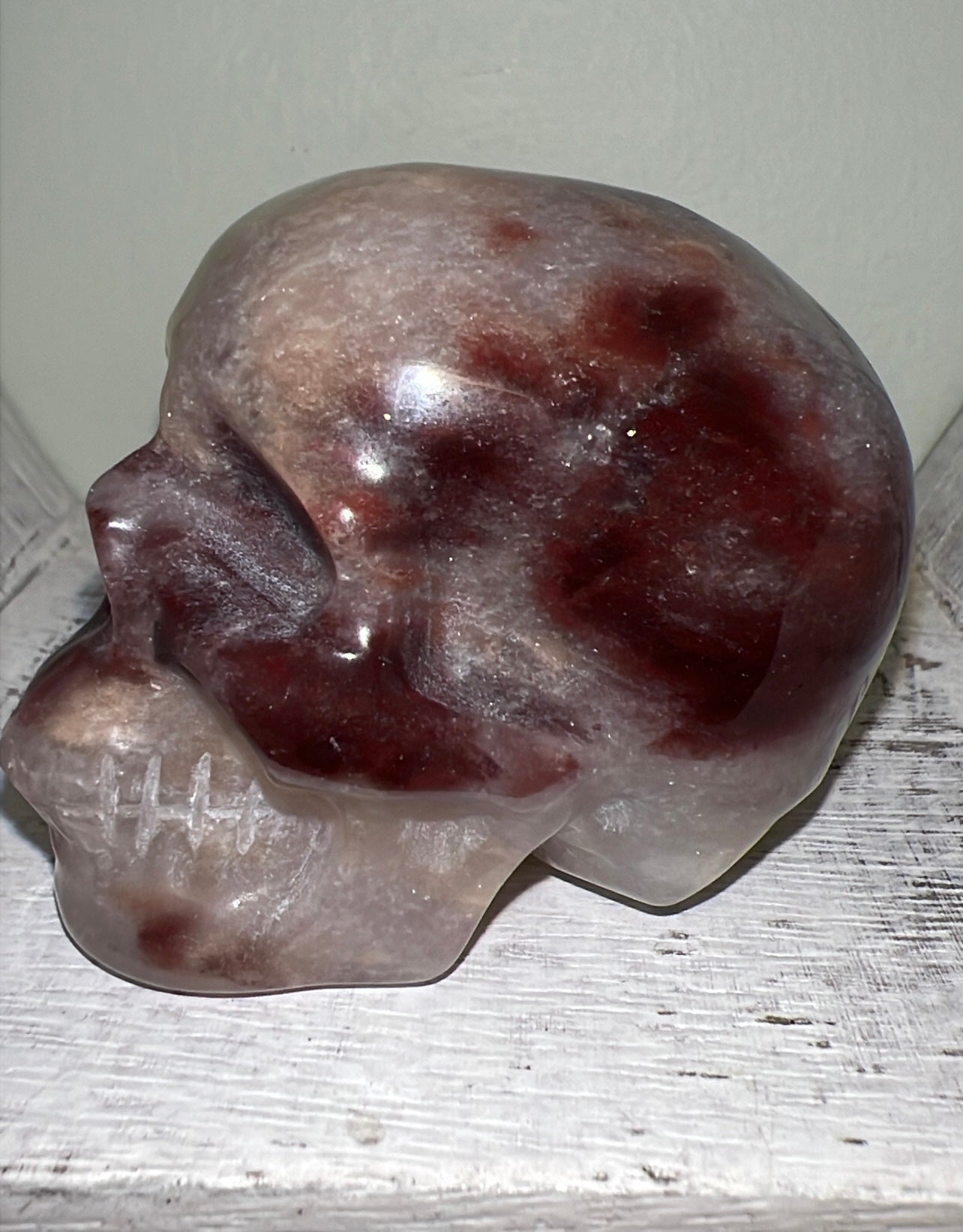 Agate Skull with Red Jasper - Main Street Crystals & Minerals