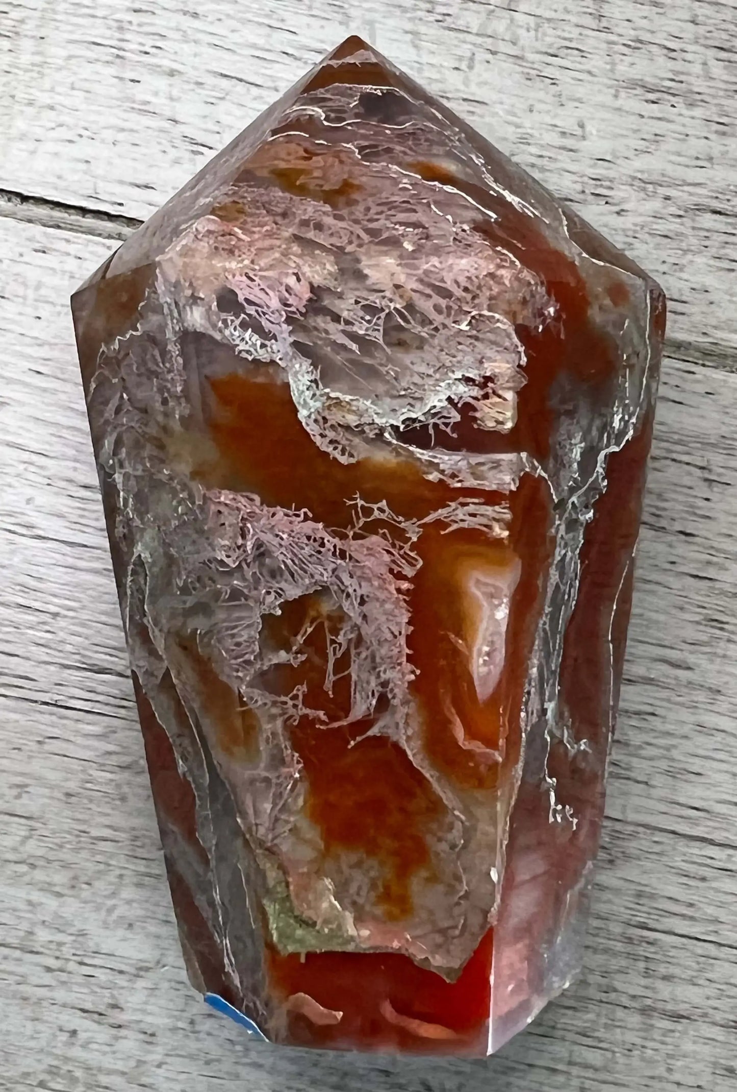 Red Agate carved warrior figure with Alice in Wonderland accessories