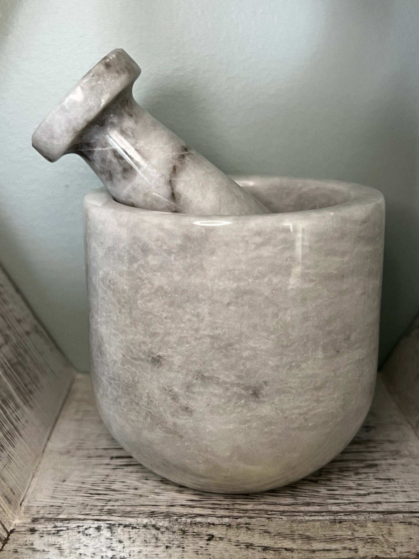 Marble mortar and pestle set for herbs and crystals