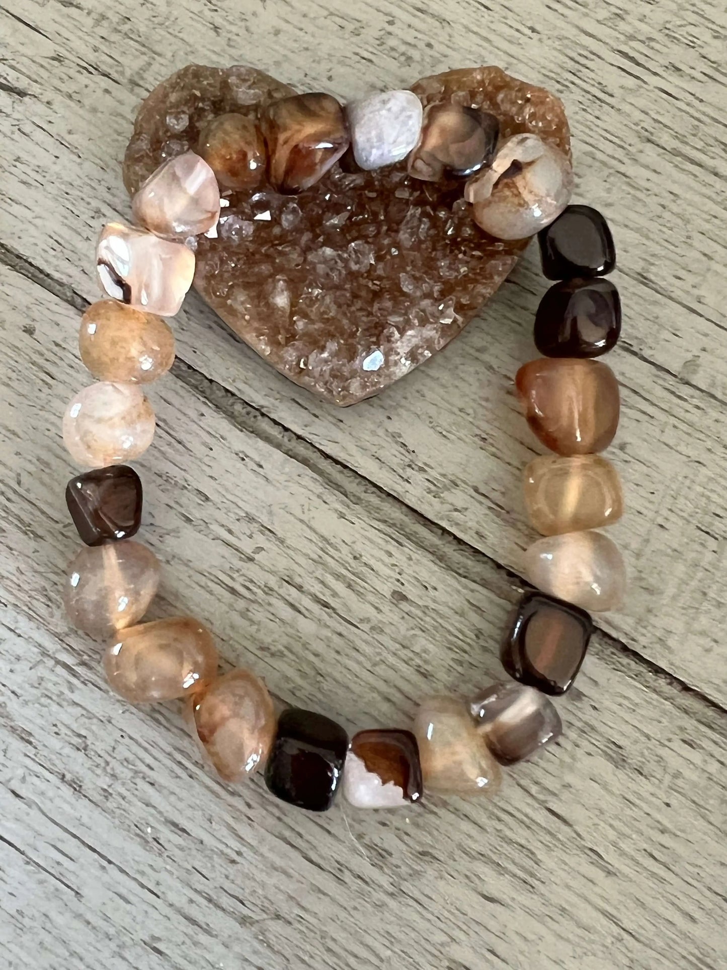 Dendritic Calcite tower and Opal sphere collection close-up