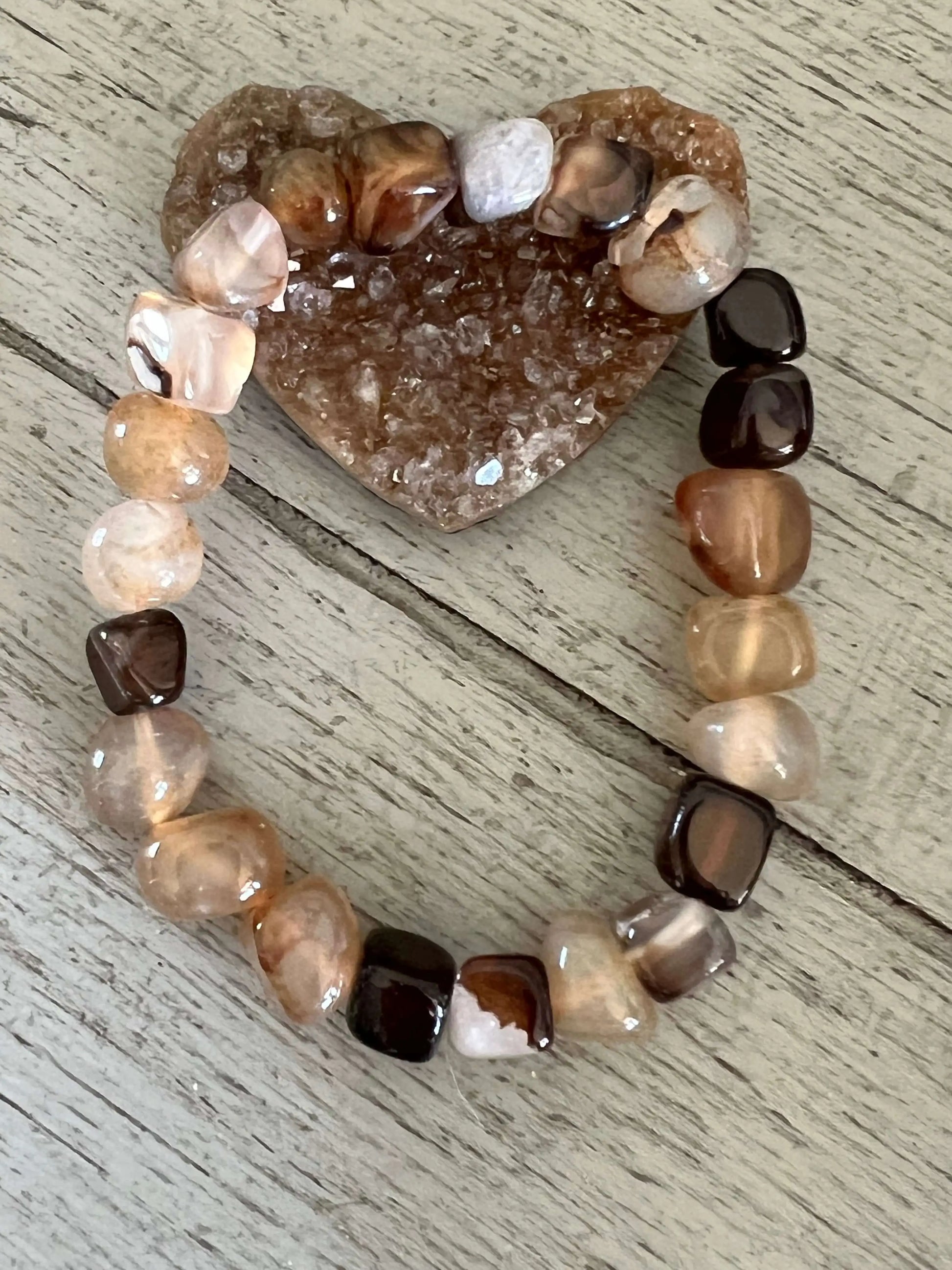 Dendritic Calcite tower and Opal sphere collection close-up