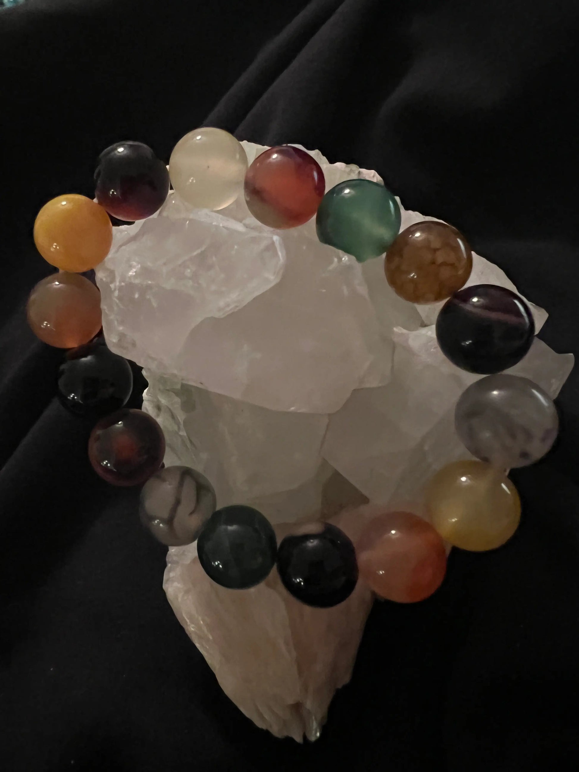Multicolor dyed Agate bracelet with 12mm beads