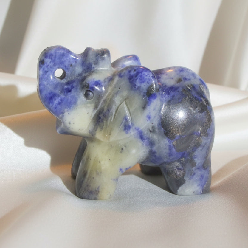 A carved elephant figurine made of lapis lazuli from Afghanistan 
