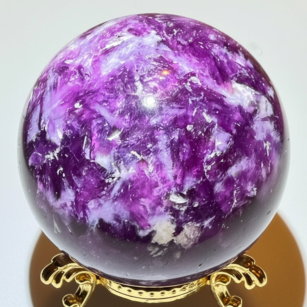 dark purple lepidolite sphere product photo