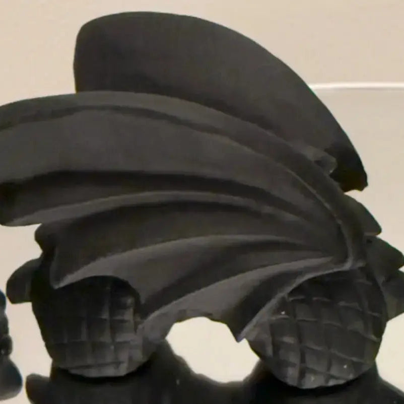 Black Obsidian Dragon Carving Set of 3 — Hand Carved Protection Figurines — additional view 2