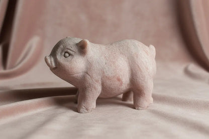 beautiful carved pig pink calcite material