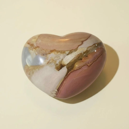 Polychrome Jasper heart browns, off white and dark browns iron inclusions 