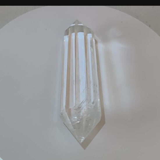 Clear Quartz Double Terminated Prism with Blue Tyndall Inclusion