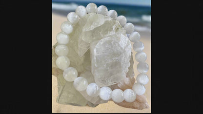 Selenite Bracelet | Promotes Energetic Clarity | 9mm Beads