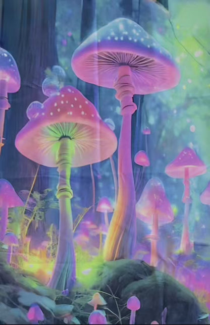 video of the product bright colors large mushrooms like a fantasy world 