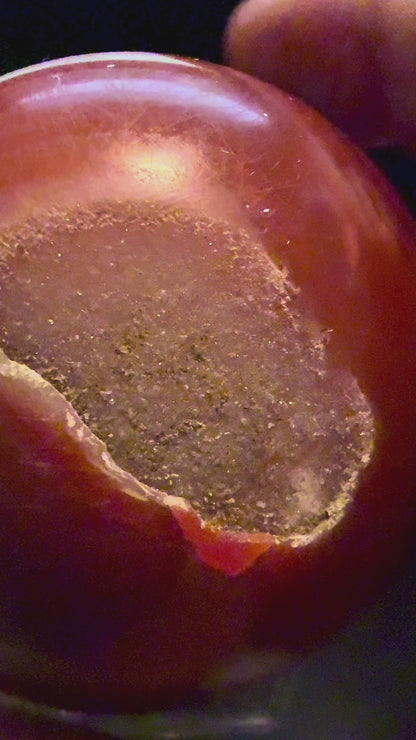 Carnelian Sphere with Druzy Pocket