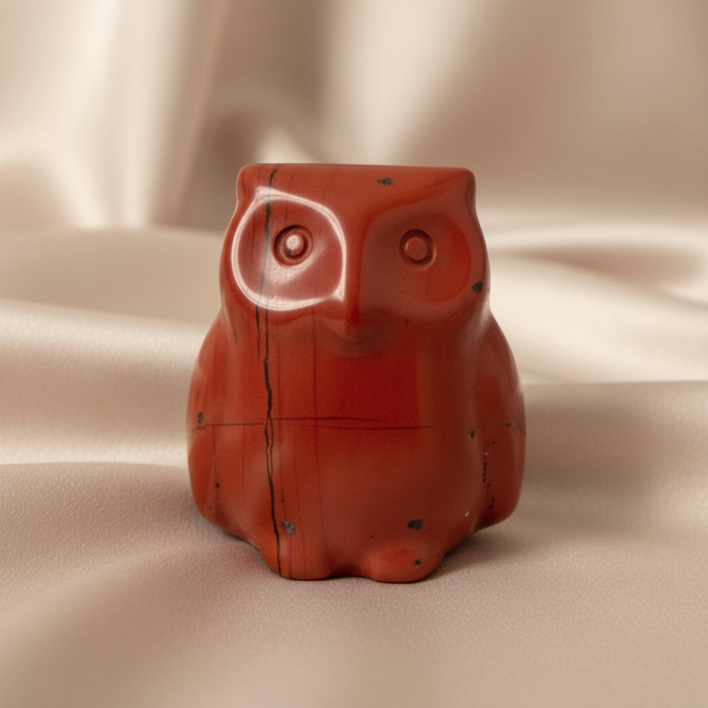 red jasper mini carved owl 