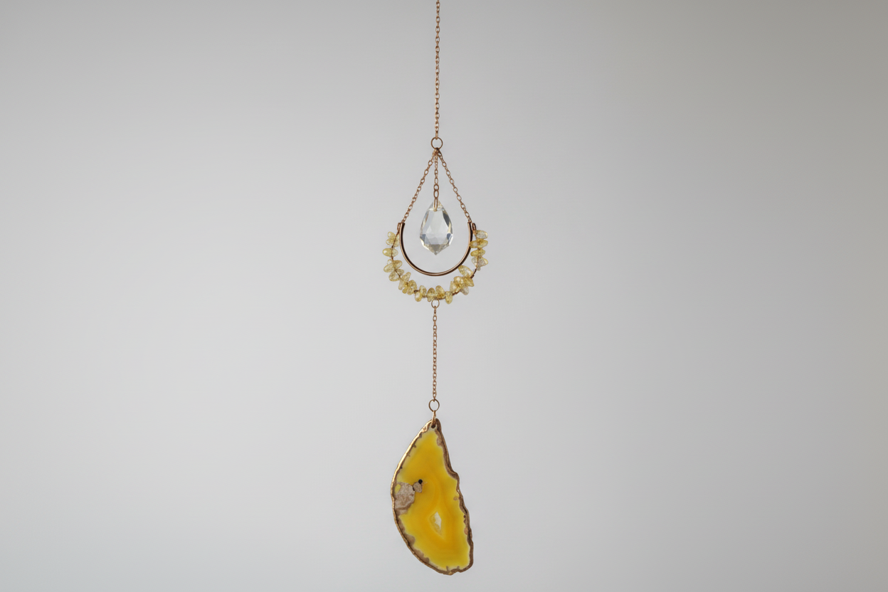 Citrine suncatcher with no background and yellow agate