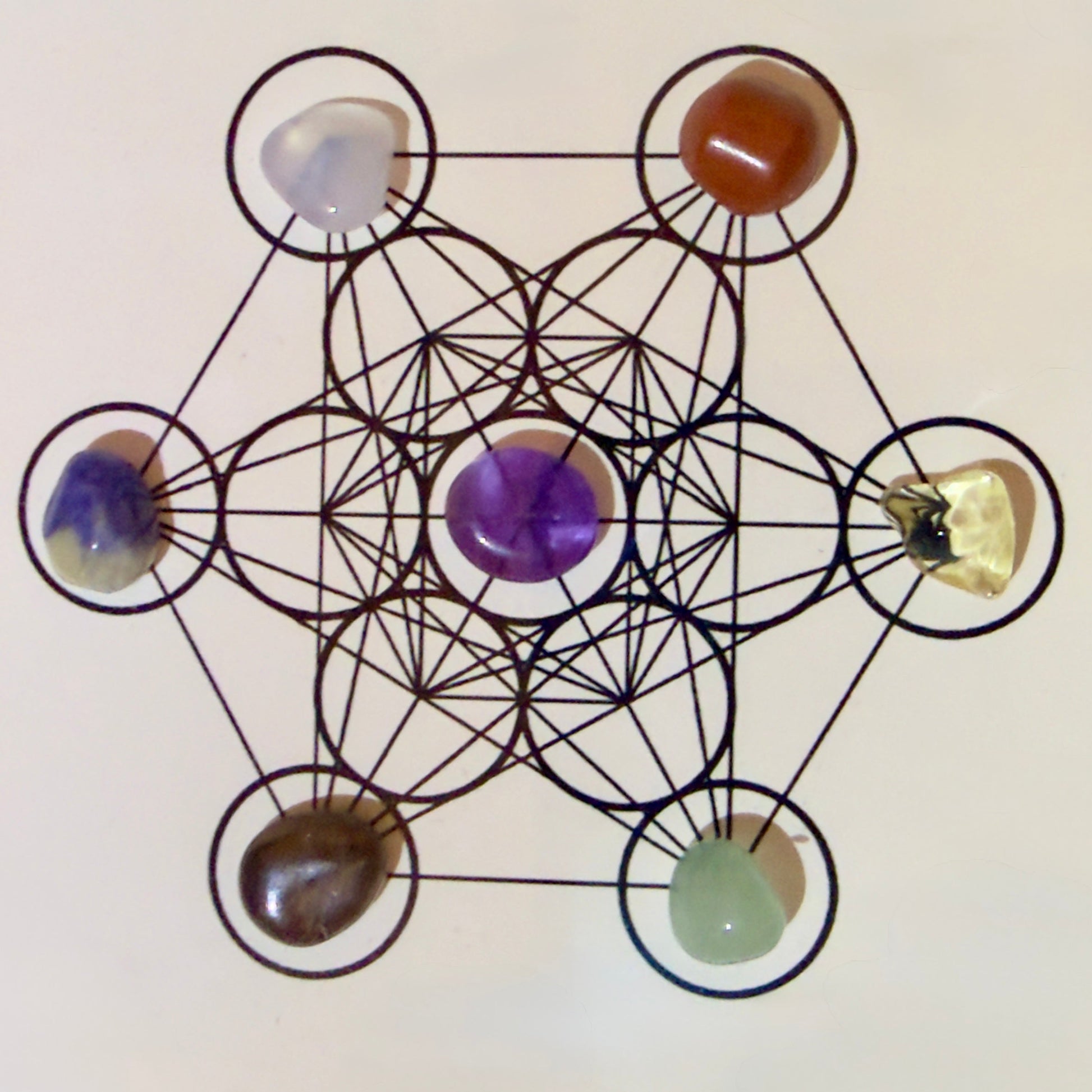 Zen Lotus Prayer Chakra Shadow Box Set with multicolored crystals for meditation