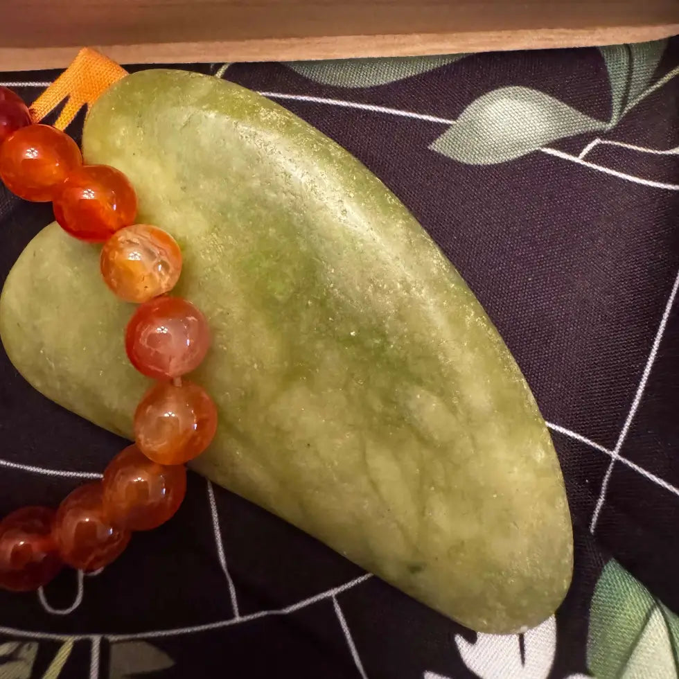 Jade Guasha massage tool carnelian bracelet 