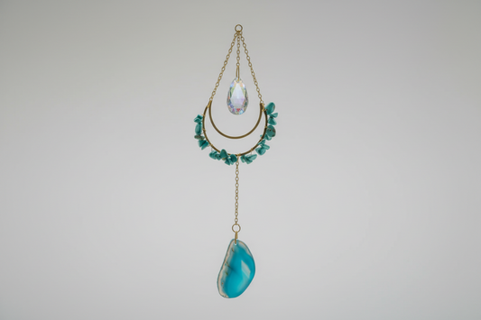 Turquoise suncatcher with banded agate no background