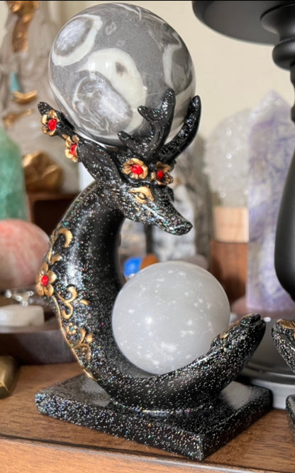 Deer Double Sphere Holder - Main Street Crystals & Minerals