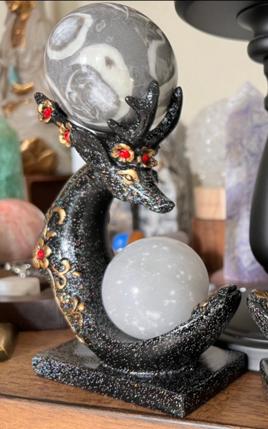 Deer Double Sphere Holder - Main Street Crystals & Minerals