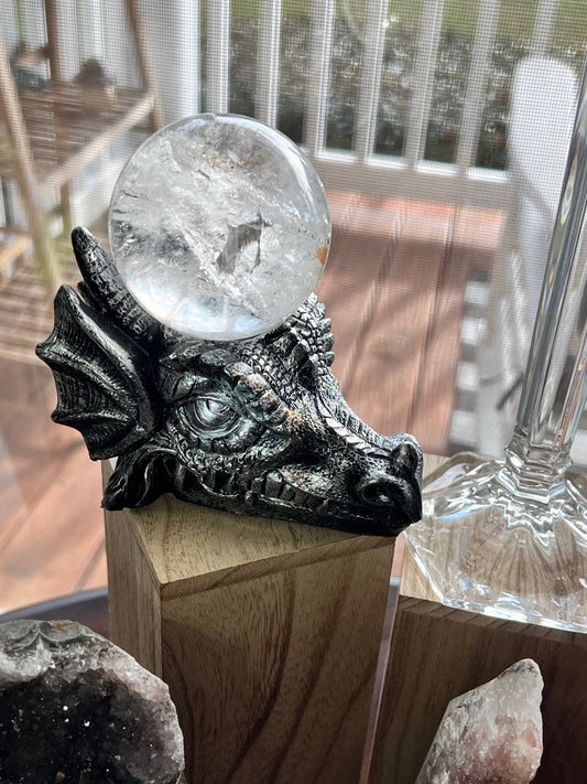 Clear Quartz Sphere with Dragon Holder - Main Street Crystals & Minerals