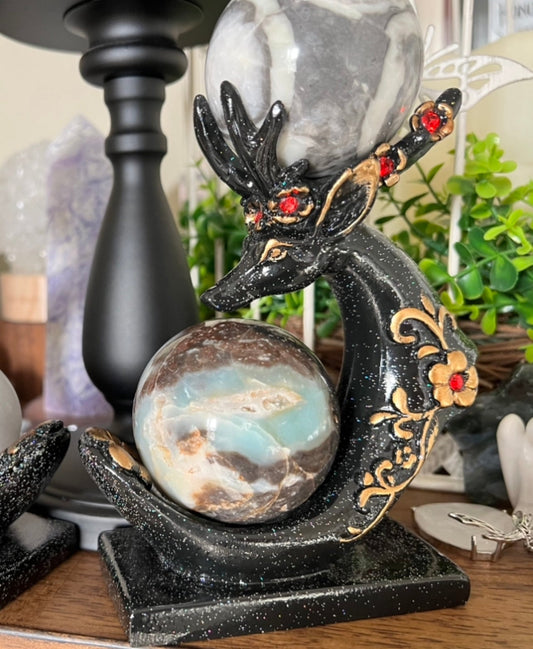 Deer Double Sphere Holder - Main Street Crystals & Minerals