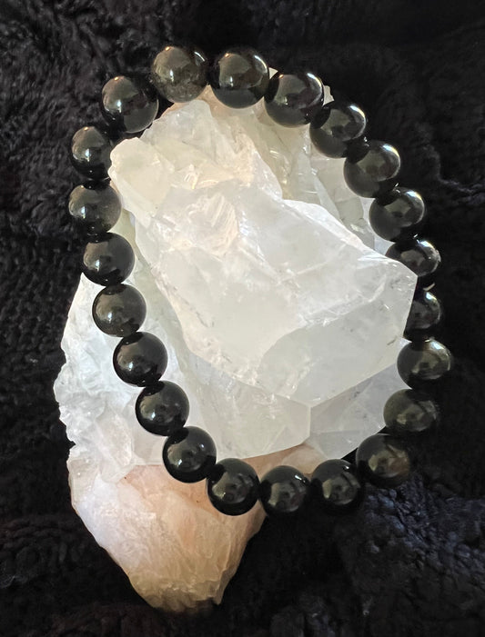 Black Obsidian Bracelet 9mm Bead - Main Street Crystals & Minerals