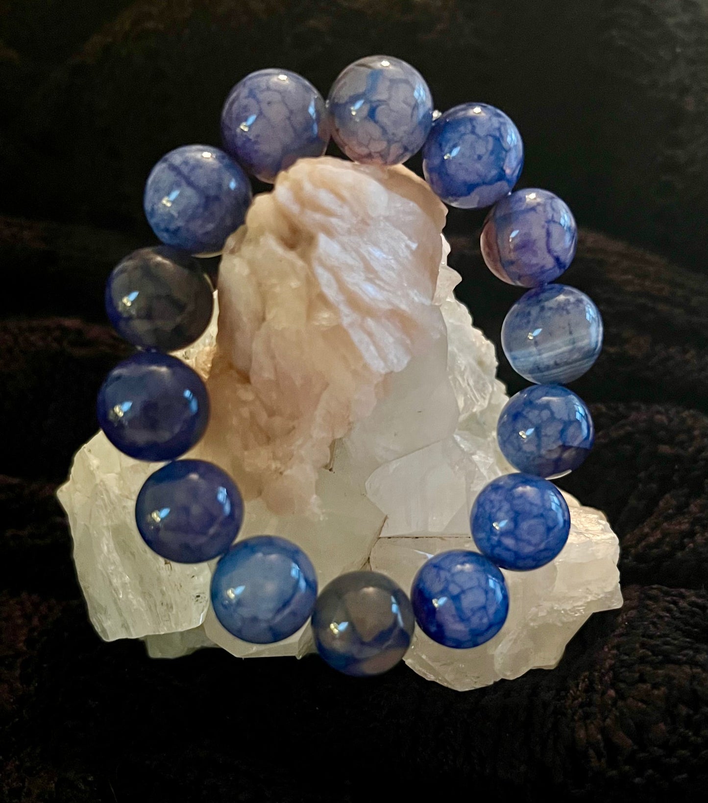 Blue Dragon Vein Bracelet 12mm Bead - Main Street Crystals & Minerals