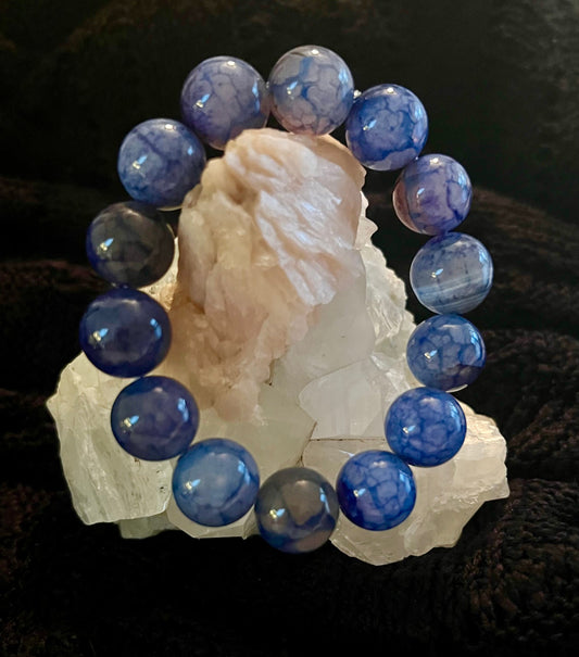 Blue Dragon Vein Bracelet 12mm Bead - Main Street Crystals & Minerals